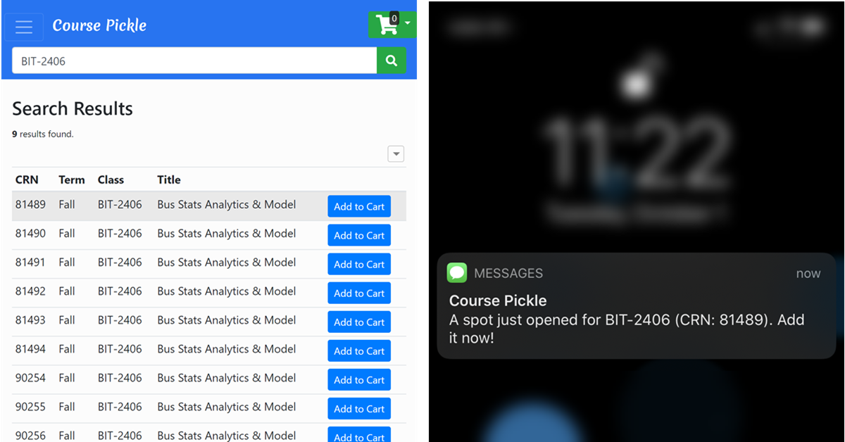 Course Pickle Confirm Notifications Course Pickle Confirm Notifications